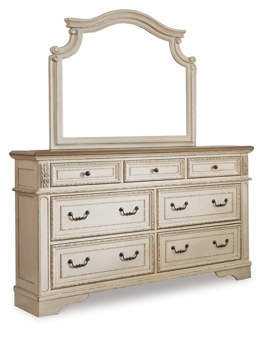 Realyn  Sleigh Bed With Mirrored Dresser