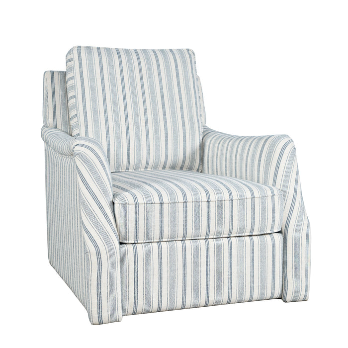 Carter Swivel Accent Chair Blue Stripe