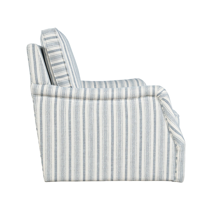 Carter Swivel Accent Chair Blue Stripe