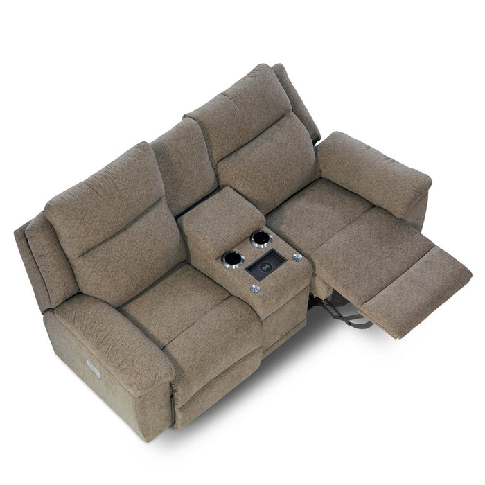 Joel Power Reclining Loveseat w/ Headrest, Lumbar & Console