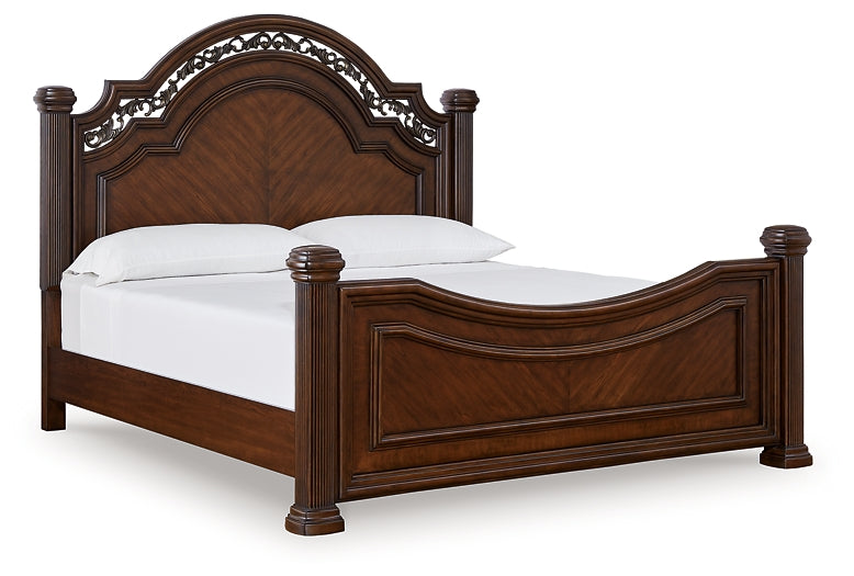 Lavinton Queen Poster Bed with Mirrored Dresser and Nightstand