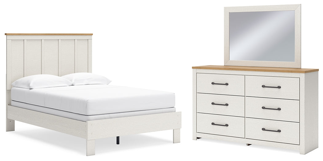 Linnocreek Full Panel Bed with Mirrored Dresser