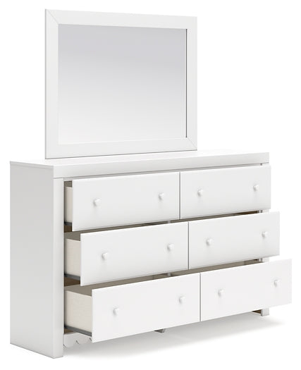 Mollviney Twin Panel Storage Bed with Mirrored Dresser and Nightstand