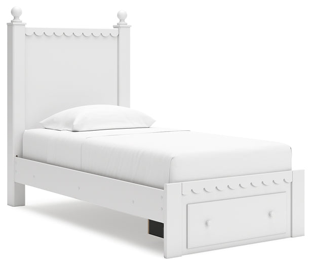 Mollviney Twin Panel Storage Bed with Mirrored Dresser, Chest and 2 Nightstands