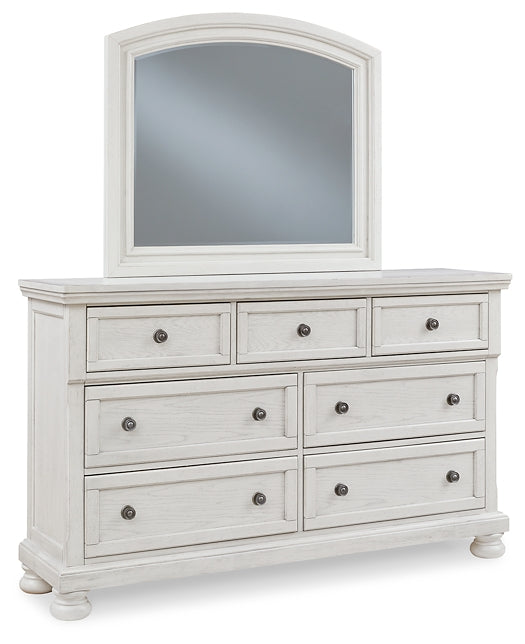 Robbinsdale King Panel Bed with Mirrored Dresser, Chest and Nightstand