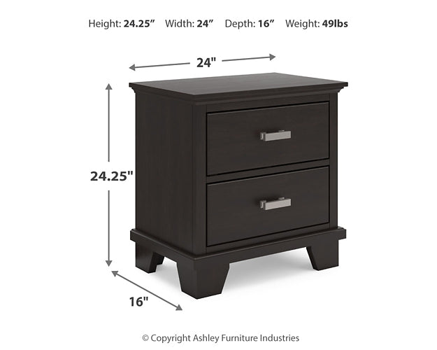 Covetown Full Panel Bed with Mirrored Dresser, Chest and Nightstand