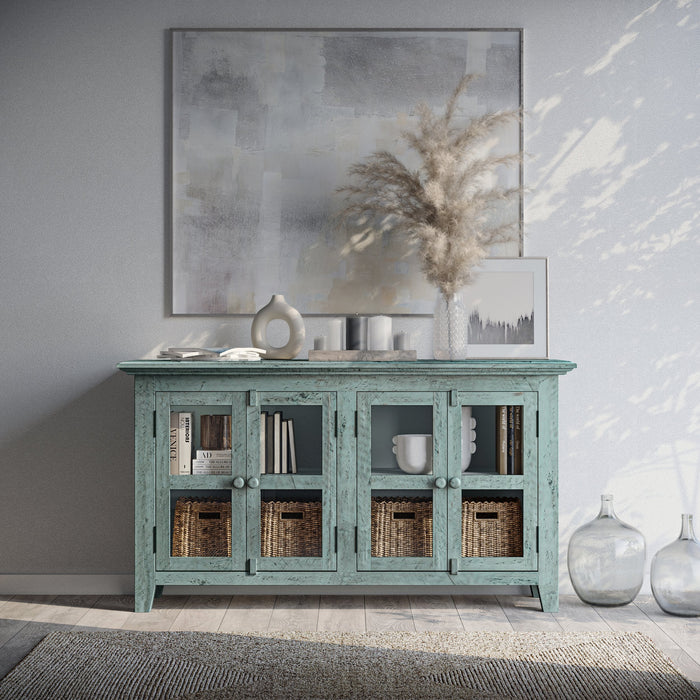 Rustic Shore 4 Door Low Accent Cabinet