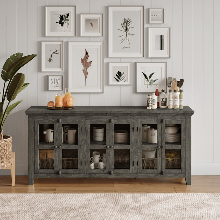 Rustic Shores 6 Door Low Accent Cabinet