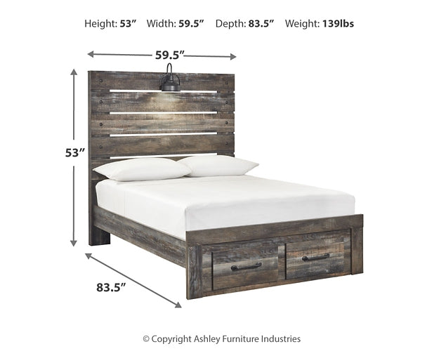 Drystan  Panel Bed With 2 Storage Drawers