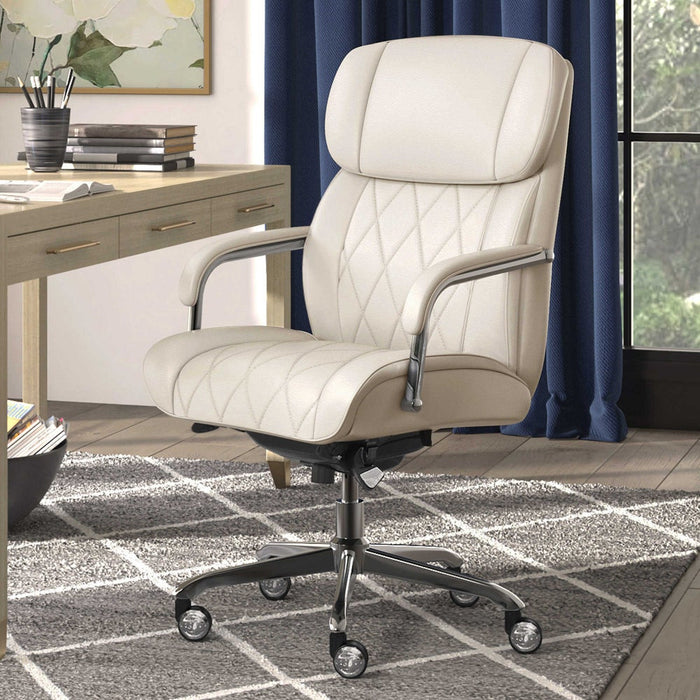 Sutherland Quilted Leather Office Chair, Light Ivory