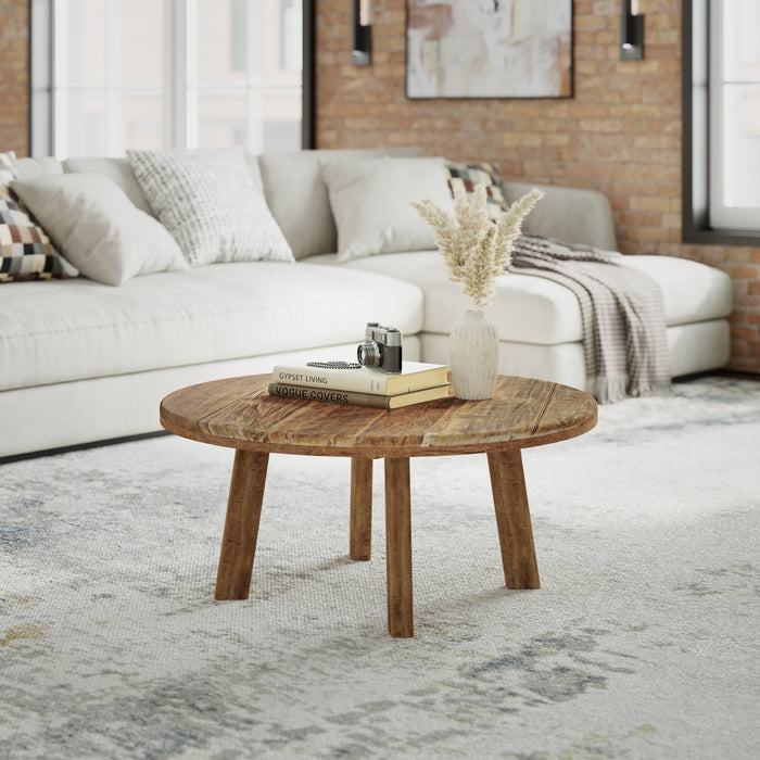 Reclamation Salvaged Wood Round Coffee Table